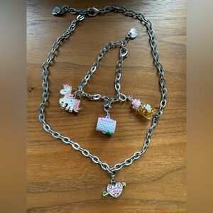 Matching Set “Charm It!” Boutique Necklace and Bracelet with 4 adorable charms